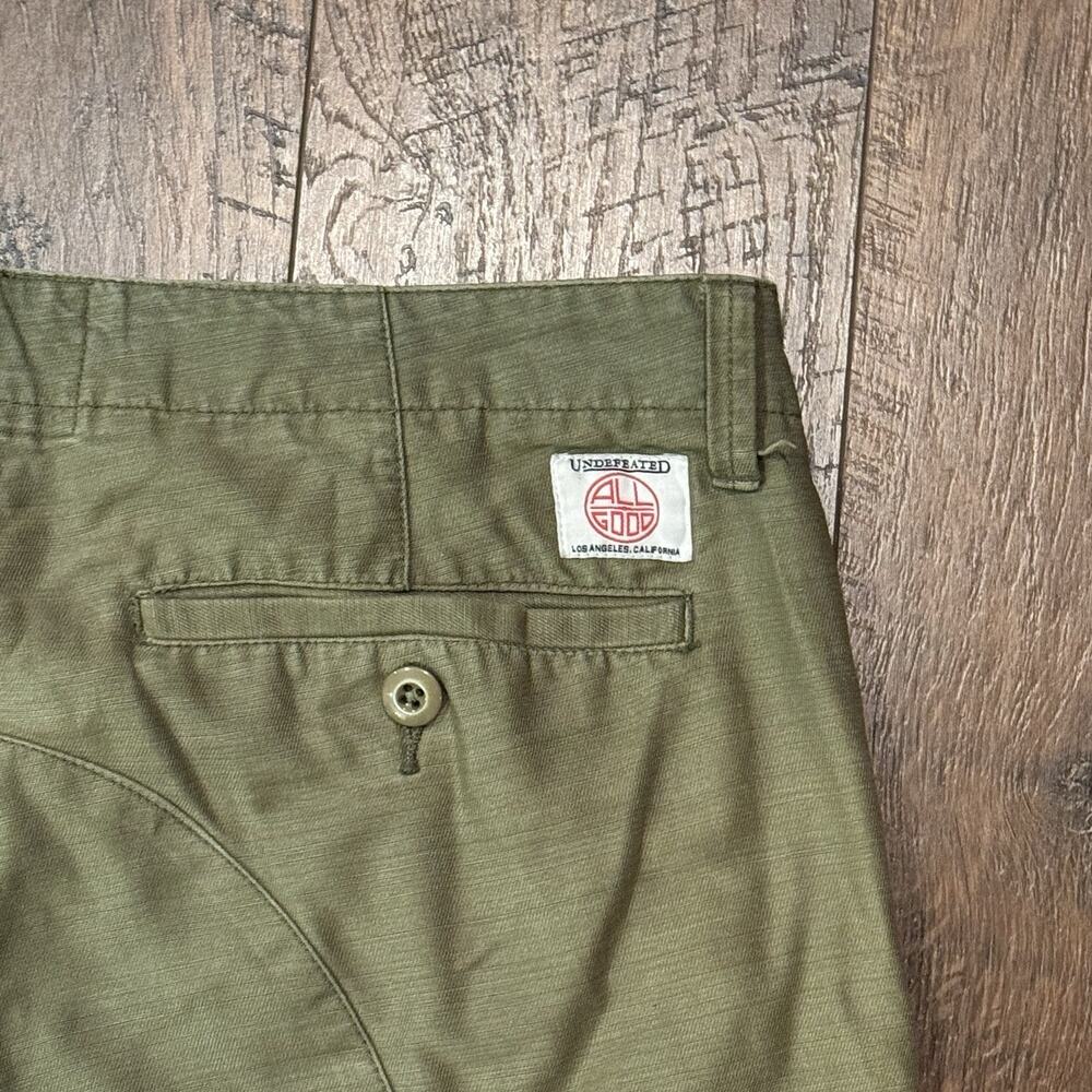 Vintage Undefeated Pants Army Military Chino Green Pants Crazy Fade Size 32 - Picture 7 of 10